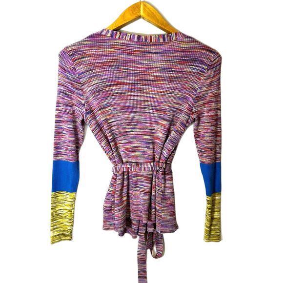 Sundance Women's Multicolor Space Dyed Stripe LS Wrap Sweater Top Size S - Picture 9 of 13
